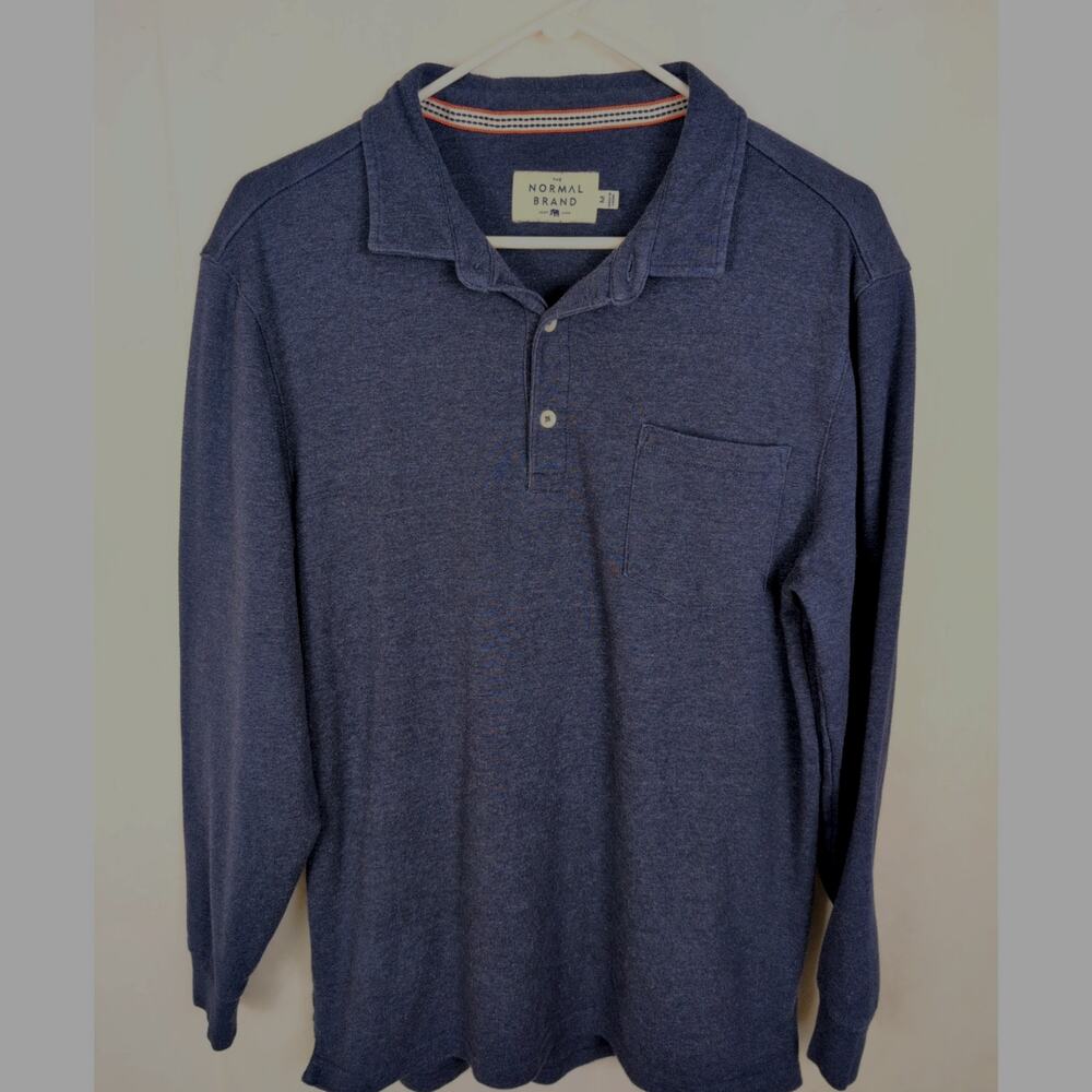 The Normal Brand blue long sleeve henley shirt Size Med Minimal Casual Normcore